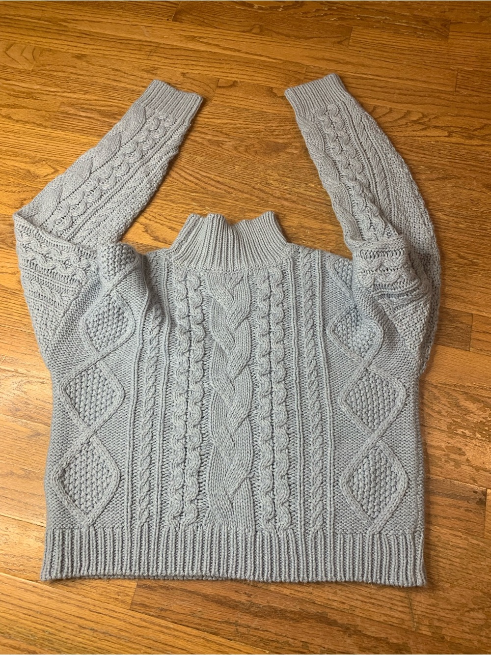 Cloth by RD Mock Neck Cable Knit Cropped Sweater Light Blue Periwinkle Small - Picture 4 of 7